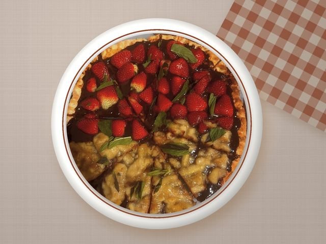 Torta de chocolate com morango e banana